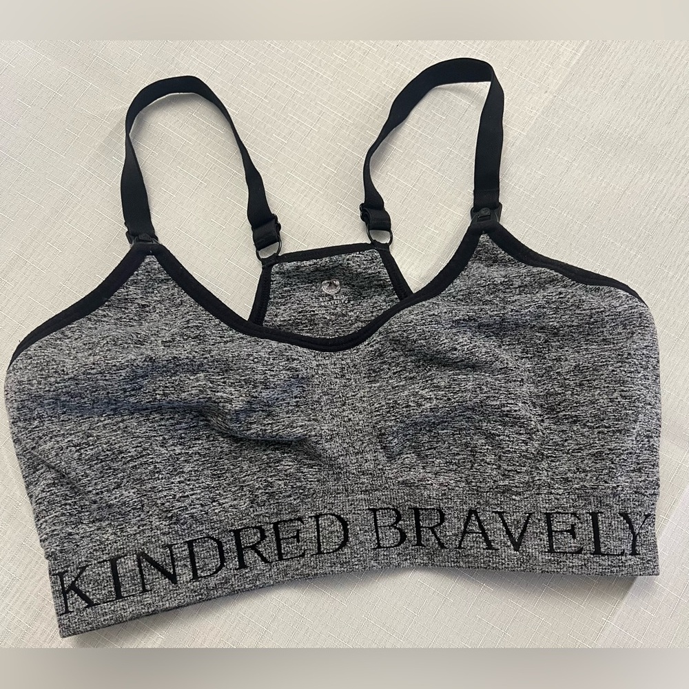 Kindred Bravely Medium Sublime Sport Nursing Bra Grey Adjustable Straps Stretch